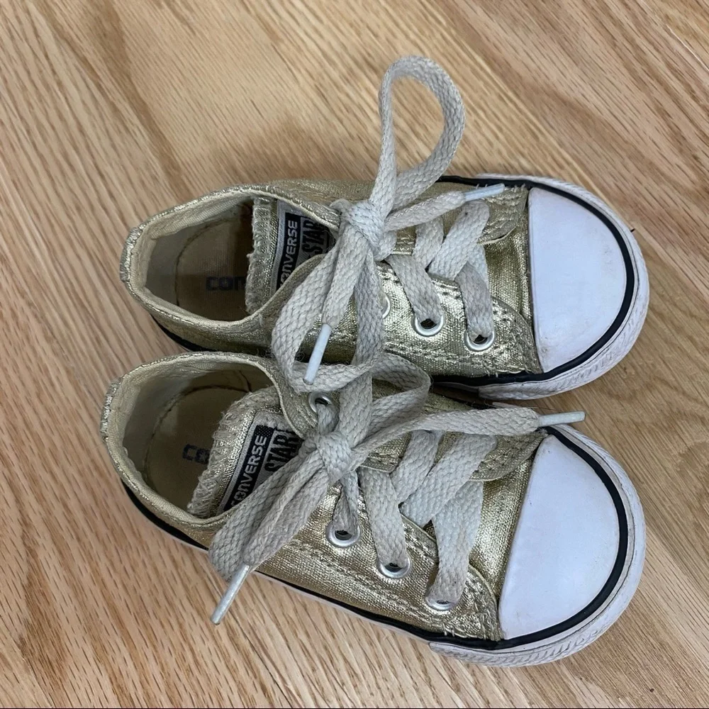 Converse Gold Baby Sneakers Sz 5 Lace Up Kids